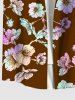 Chemise Hawaiienne Imprimé Branche Florale à Poches Grande Taille pour Homme - Café profond S