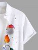 Plus Size Ombre Floral Branch Ink Painting Splatter Print Hawaii Button Pocket Shirt For Men -  