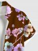 Plus Size Ombre Floral Branch Print Hawaii Button Pocket Shirt For Men -  