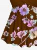 Haut de Tankini Tordu Fleuri Branche Ombré Imprimé sans Dos à Col Halter - café 6X