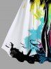 Plus Size Coconut Tree Painting Graffiti Print Hawaii A Line Tank Dress -  
