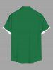 Plus Size Colorblock Coconut Tree Seascape Print Buttons Pocket Hawaii Shirt For Men -  