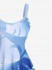 Robe Débardeur Hawaïen Imprimée Feuille Tropicale Grande Taille - Bleu Ciel S