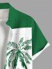 Plus Size Colorblock Coconut Tree Seascape Print Buttons Pocket Hawaii Shirt For Men -  