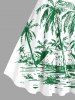 Plus Size Colorblock Coconut Tree Seascape Print Hawaii Tank Dress -  