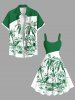 Plus Size Colorblock Coconut Tree Seascape Print Hawaii Tank Dress -  