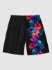 Plus Size Tropical Leaf Hibiscus Flower Print Hawaii Beach Shorts For Men -  