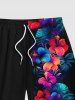 Plus Size Tropical Leaf Hibiscus Flower Print Hawaii Beach Shorts For Men -  