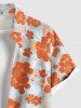 Chemise D'Hibiscus et Fleur Imprimés de Grande Taille avec Poche en Avant - Orange 4XL