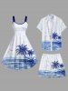 Plus Size Coconu Tree Bird Seascape Print Hawaii Beach SHorts For Men -  