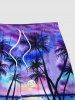 Plus Size Tie Dye Coconut Tree Sun Seascape Print Hawaii Beach Shorts For Men -  