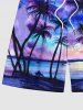 Plus Size Tie Dye Coconut Tree Sun Seascape Print Hawaii Beach Shorts For Men -  