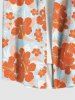 Plus Size Tropical Hibiscus Flowers Print Buttons Pocket Hawaii Shirt For Men -  