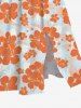 Plus Size Tropical Hibiscus Flowers Print Split Hawaii Midi Dress -  