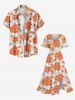 Plus Size Tropical Hibiscus Flowers Print Split Hawaii Midi Dress -  