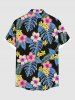 Chemise Imprimé à Fleurs et Feuilles Tropicales Grande Taille avec Boutons pour Homme - Noir M