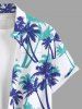 Chemise hawaïenne grande taille à imprimé cocotiers, boutons et poches pour homme - Blanc 6XL