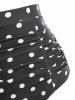 Ruched High Waisted Polka Dot Tankini Swimwear -  