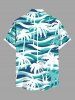 Plus Size Coconut Tree Sea Waves Print Buttons Pocket Hawaii Shirt For Men -  