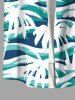 Plus Size Coconut Tree Sea Waves Print Buttons Pocket Hawaii Shirt For Men -  