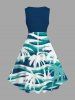 Plus Size Coconut Tree Sea Waves Print Hawaii 1950s Vintage Dress -  