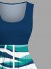 Plus Size Coconut Tree Sea Waves Print Hawaii 1950s Vintage Dress -  