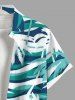 Plus Size Coconut Tree Sea Waves Print Buttons Pocket Hawaii Shirt For Men -  