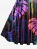 Plus Size Colorful Tropical Leaf Print Hawaii 1950s Vintage Dress -  