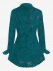 Plus Size Lace Flower Sheer Blouse and Cami Top Set -  