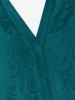 Plus Size Lace Flower Sheer Blouse and Cami Top Set -  