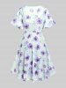 Plus Size Flutter Sleeves Floral Dress and Lace-up A Line Cami Dress Set -  