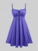 Plus Size Flutter Sleeves Floral Dress and Lace-up A Line Cami Dress Set -  