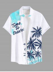 Chemise Imprimé Cocotier et Lettre Grande Taille avec Poches - Blanc S