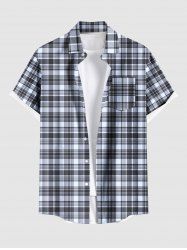 Plus Size Plaid Print Buttons Pocket Shirt For Men -  