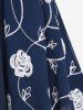 Embroidery Rose Flower Chiffon 2 In 1 Top and Appliques Leggings Plus Size Outfit -  