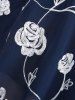 Embroidery Rose Flower Chiffon 2 In 1 Top and Appliques Leggings Plus Size Outfit -  