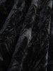 Mesh Flocking Embossed Crinkle Patchwork Velvet Top and Ink Painting Rose Flower Distressed Zipper Skirt Plus Size Outfit -  