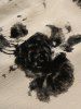 Mesh Flocking Embossed Crinkle Patchwork Velvet Top and Ink Painting Rose Flower Distressed Zipper Skirt Plus Size Outfit -  