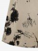 Mesh Flocking Embossed Crinkle Patchwork Velvet Top and Ink Painting Rose Flower Distressed Zipper Skirt Plus Size Outfit -  