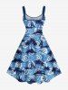 Plus Size Coconut Tree Spiral Bubble Sailboat Print Hawaii A Line Tank Dress -  