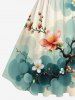 Plus Size Ombre Floral Tree Branch Print Hawaii Vintage Swing A Line Dress -  