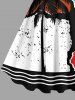 Plus Size Coconut Tree Colorblock Bending Striped Print Hawaii A Line Tank Dress -  