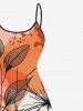 Robe asymétrique hawaïenne à imprimé floral et branches, grande taille, coupe asymétrique. - Orange L