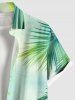 Plus Size Tropical Leaves Print Hawaii Ombre Button Pocket Shirt For Men -  