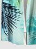 Plus Size Tropical Leaves Print Hawaii Ombre Button Pocket Shirt For Men -  