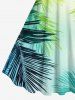 Plus Size Tropical Leaves Print Hawaii Ombre A Line Tank Dress -  