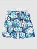 Short de Plage Imprimé Feuilles Tropicales Grande Taille pour Homme - Bleu 2XL