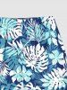 Short de Plage Imprimé Feuilles Tropicales Grande Taille pour Homme - Bleu 2XL