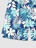 Short de Plage Imprimé Feuilles Tropicales Grande Taille pour Homme - Bleu 2XL