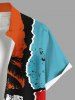 Chemise Décontractée Boutonnée en Blocs de Couleurs Arbre de Noix de Coco Imprimé Grande Taille avec Poche - Multi L